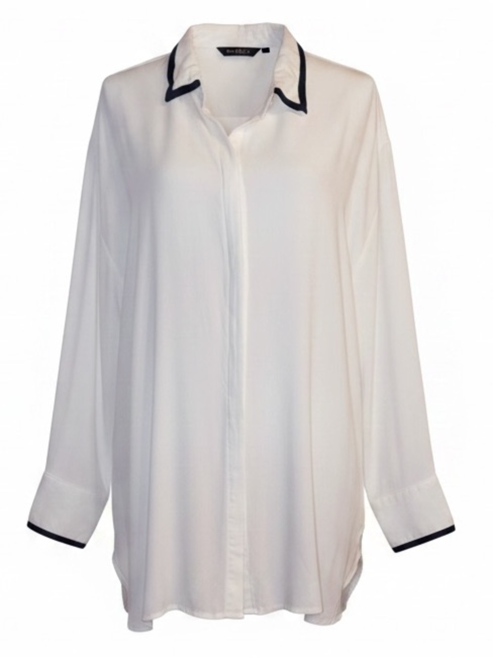 OLD NAVY Plus Size Button Down Blouse White Black Trim Size 4X